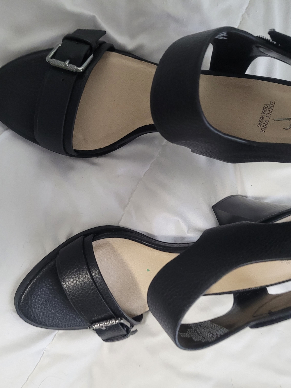 Simply Vera Vera Wang Black Block Heel Sandals with Ankle Strap